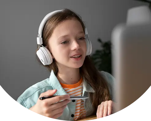 Girl learning online